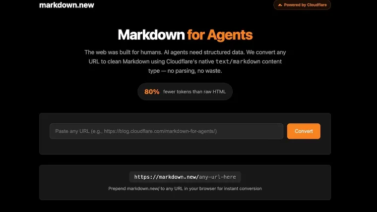 markdown.new: markdown for agents - free url to markdown converter