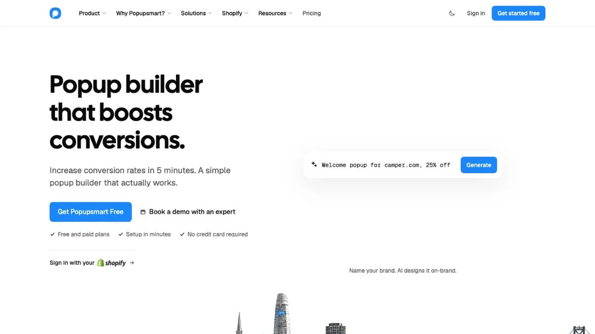 Popupsmart homepage
