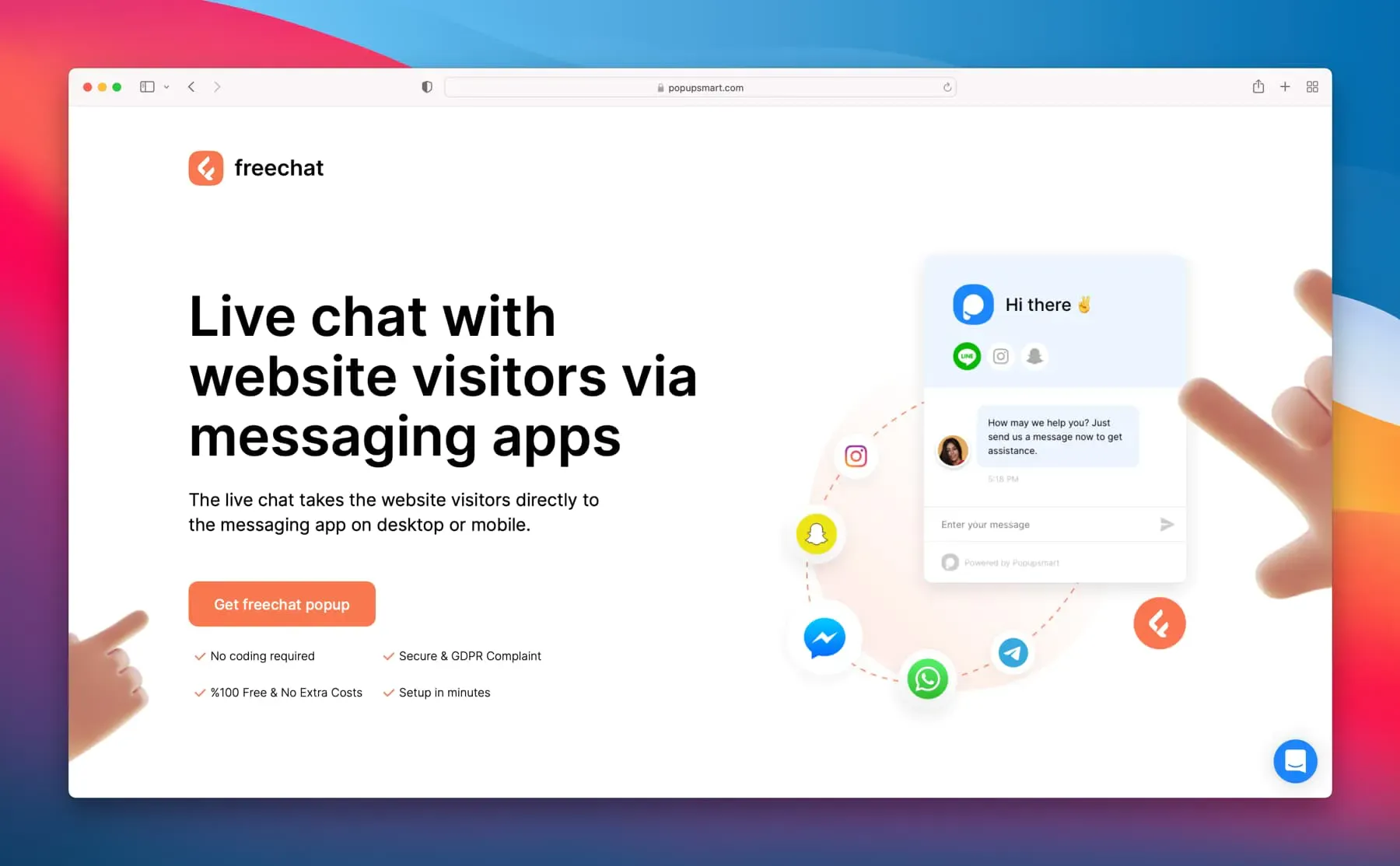 free live chat tool for popupsmart